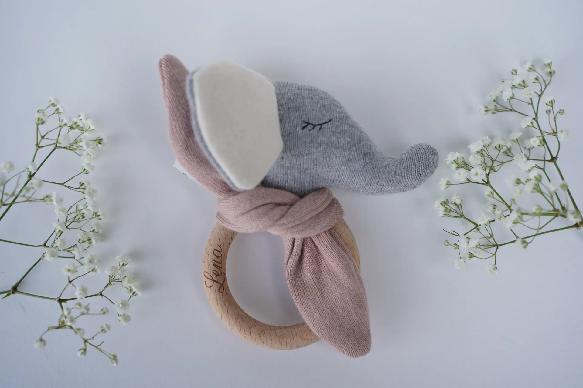 Beißring "schlafender Elefant" - mit Name