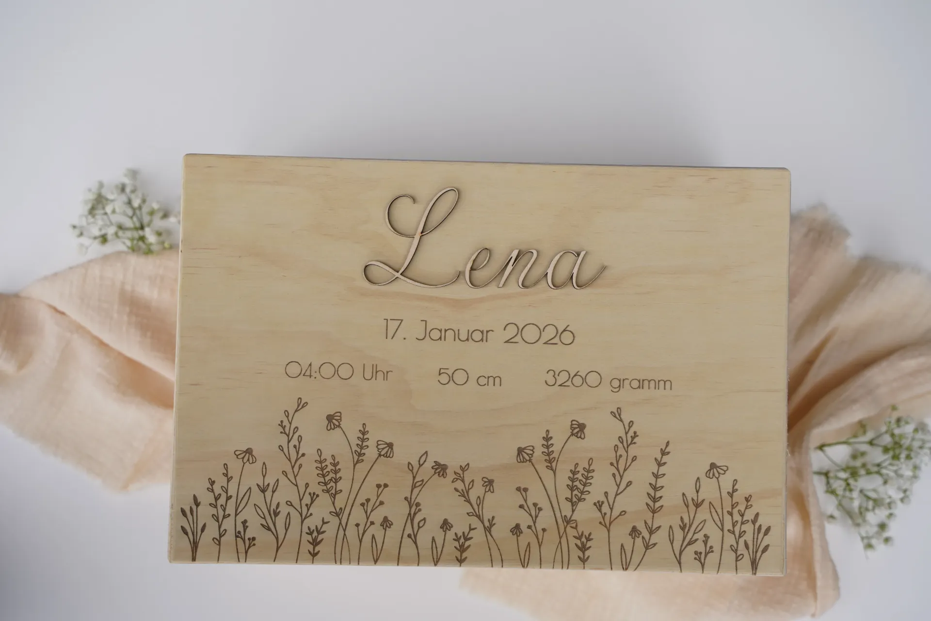 Erinnerungskiste - "Blumenwiese" (Gravur)