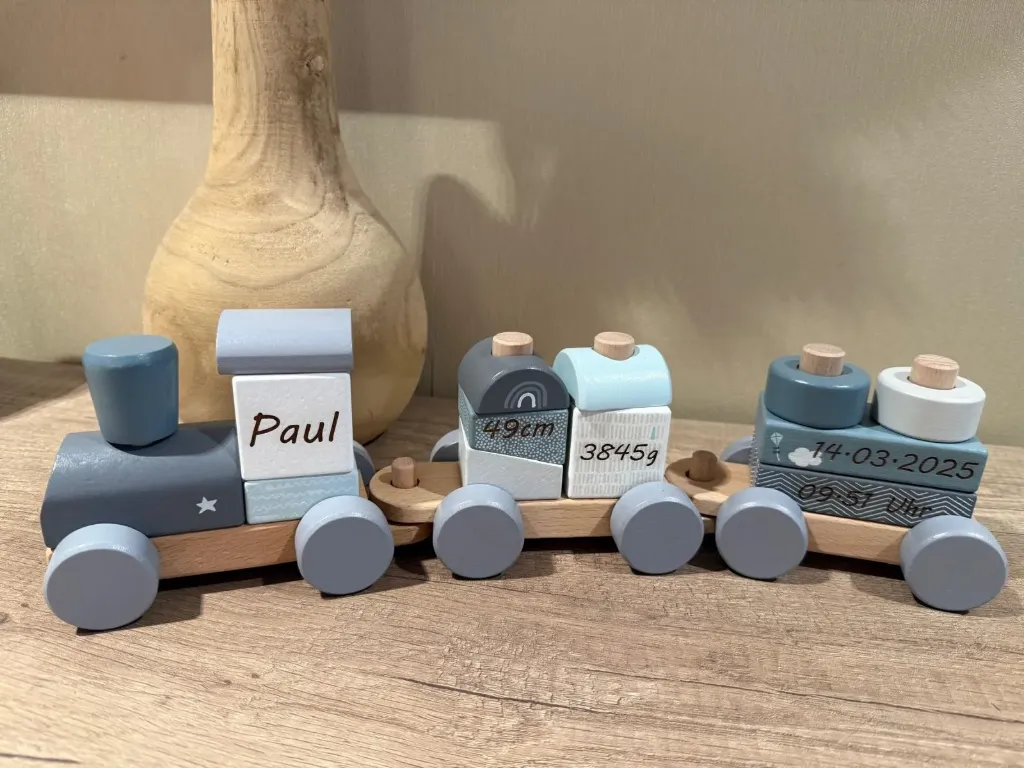 LABEL LABEL Holz Eisenbahn personalisiert - blau (ohne Name)