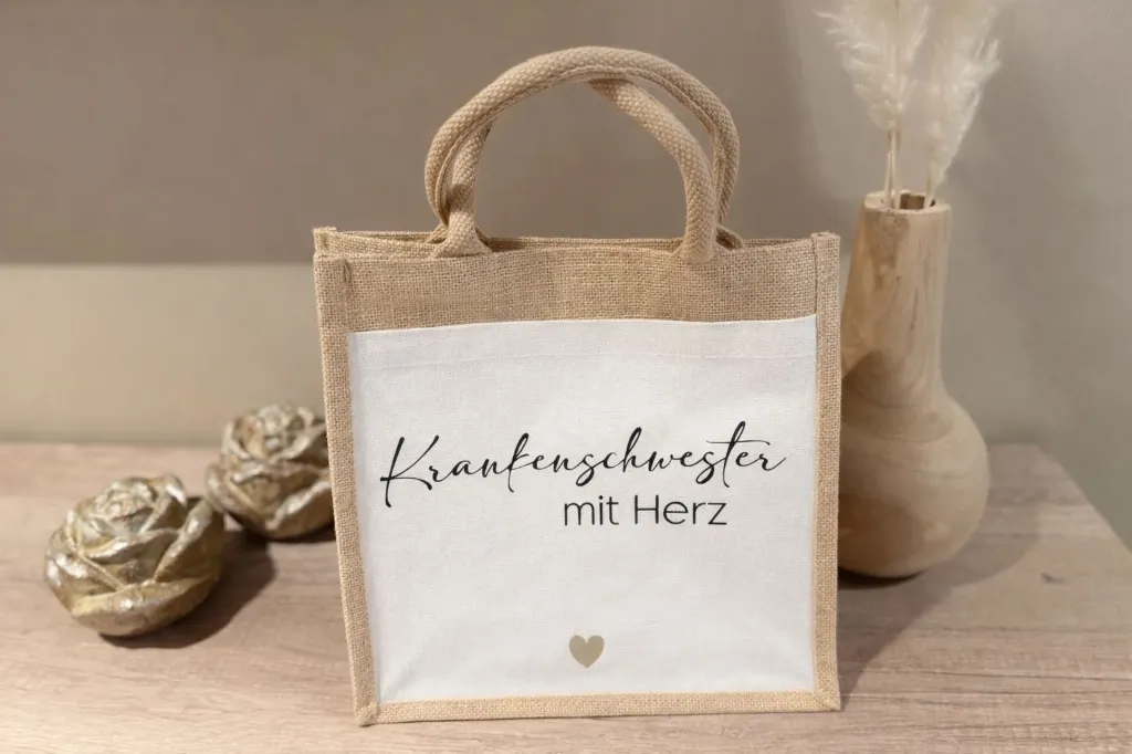 Jute Bag "Krankenschwester mit Herz" (Jute Bag S)