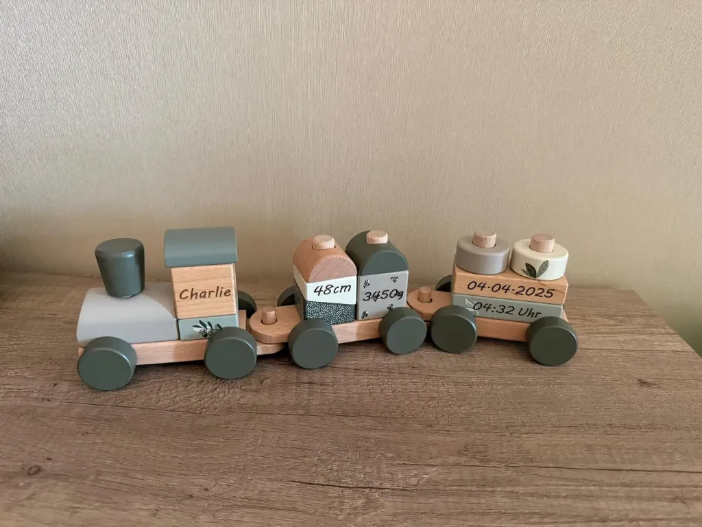 LABEL LABEL Holz Eisenbahn personalisiert - grün (ohne Name)