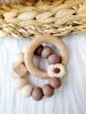 Beißring - Gänseblümchen beige/braun personalisiert