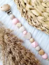 Schnullerkette - Herz beige/rosa personalisiert