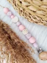 Schnullerkette - Herz weiß rosa/lila personalisiert