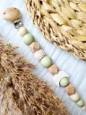 Schnullerkette - Mond salbei/beige personalisiert