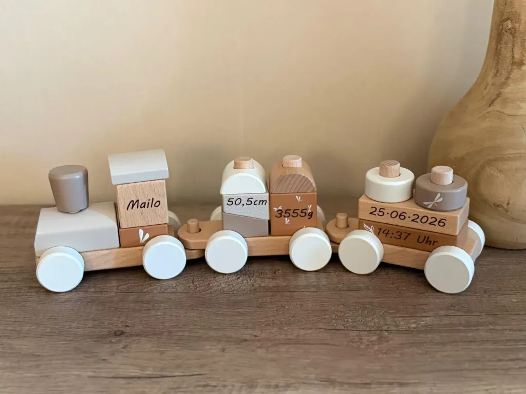 LABEL LABEL Holz Eisenbahn personalisiert - braun (ohne Name)