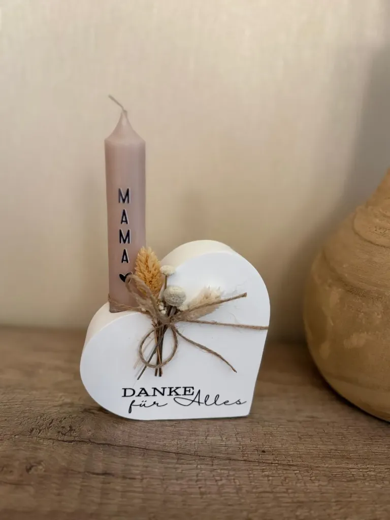 Herz mit Stabkerze - Mama