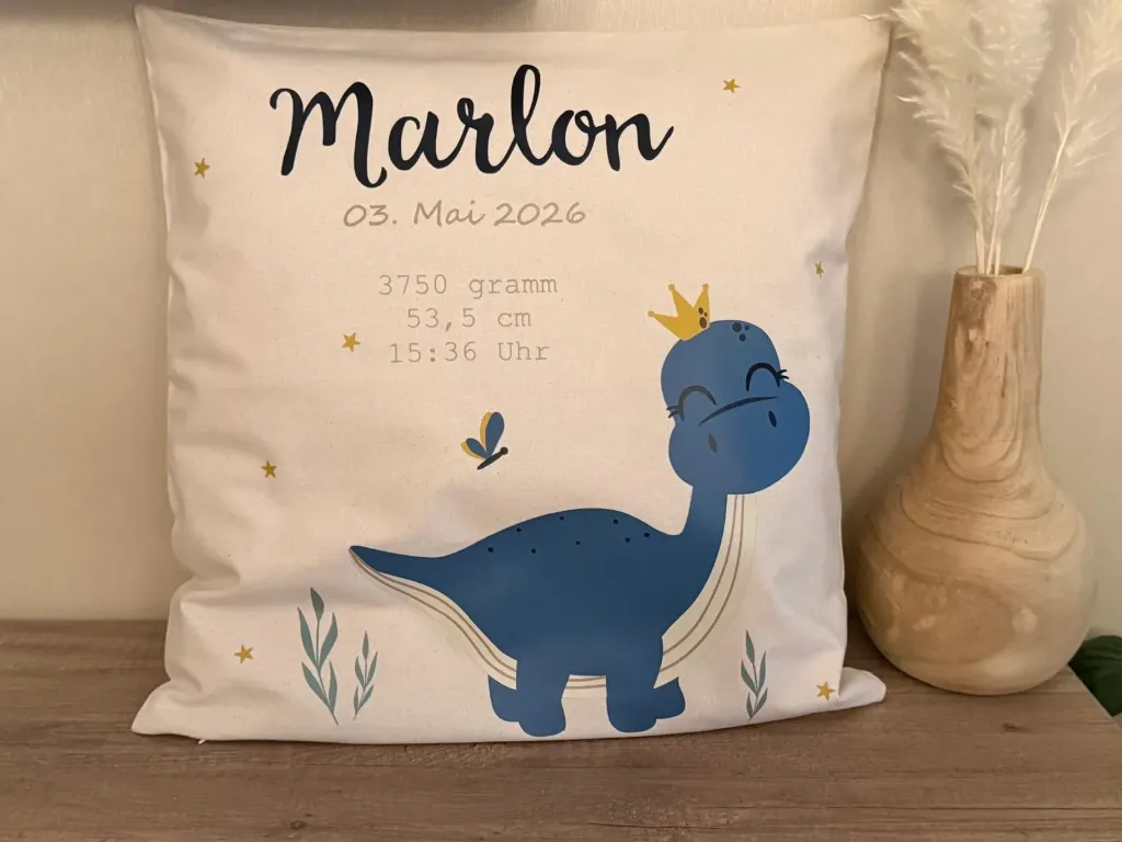 Personalisiertes Geburtskissen - Dino