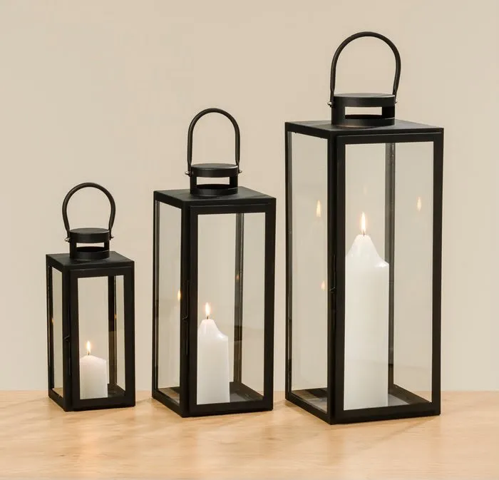 Laterne schwarz - Gravur (30cm)