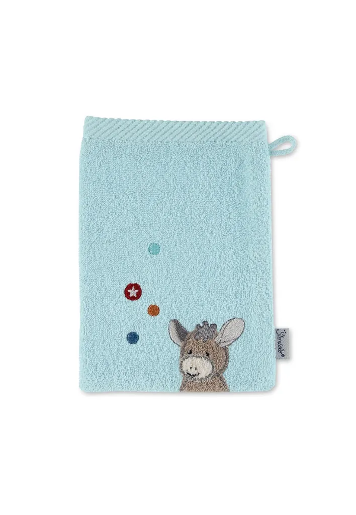 Sterntaler Waschlappen hellblau - Esel Emmi - bestickt