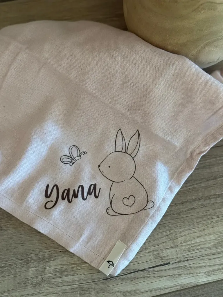 Mulltuch Baby "Hase" - personalisiert
